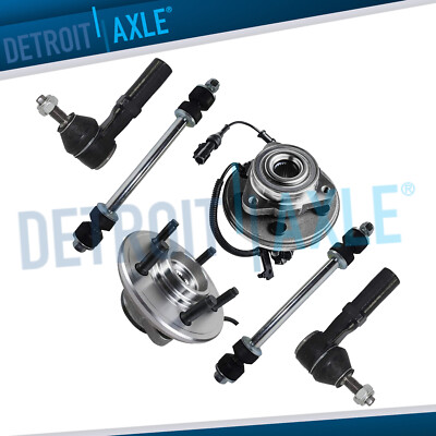 6pc Front Wheel Hubs Outer Tie Rods Sway Bars for 2006-2010 Mountaineer Explorer