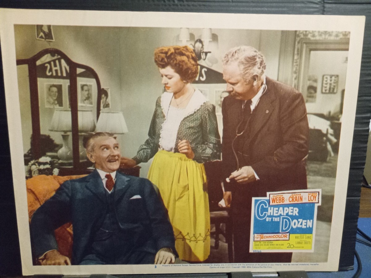 Lobby Card 1950 CHEAPER BY THE DOZEN Myrna Loy Clifton Webb Edgar