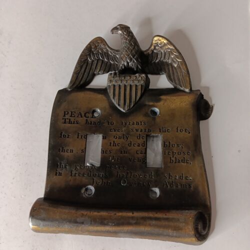 ViAmerican Eagle John Quincy Adams Brass Double Light Switch Cover With Screws