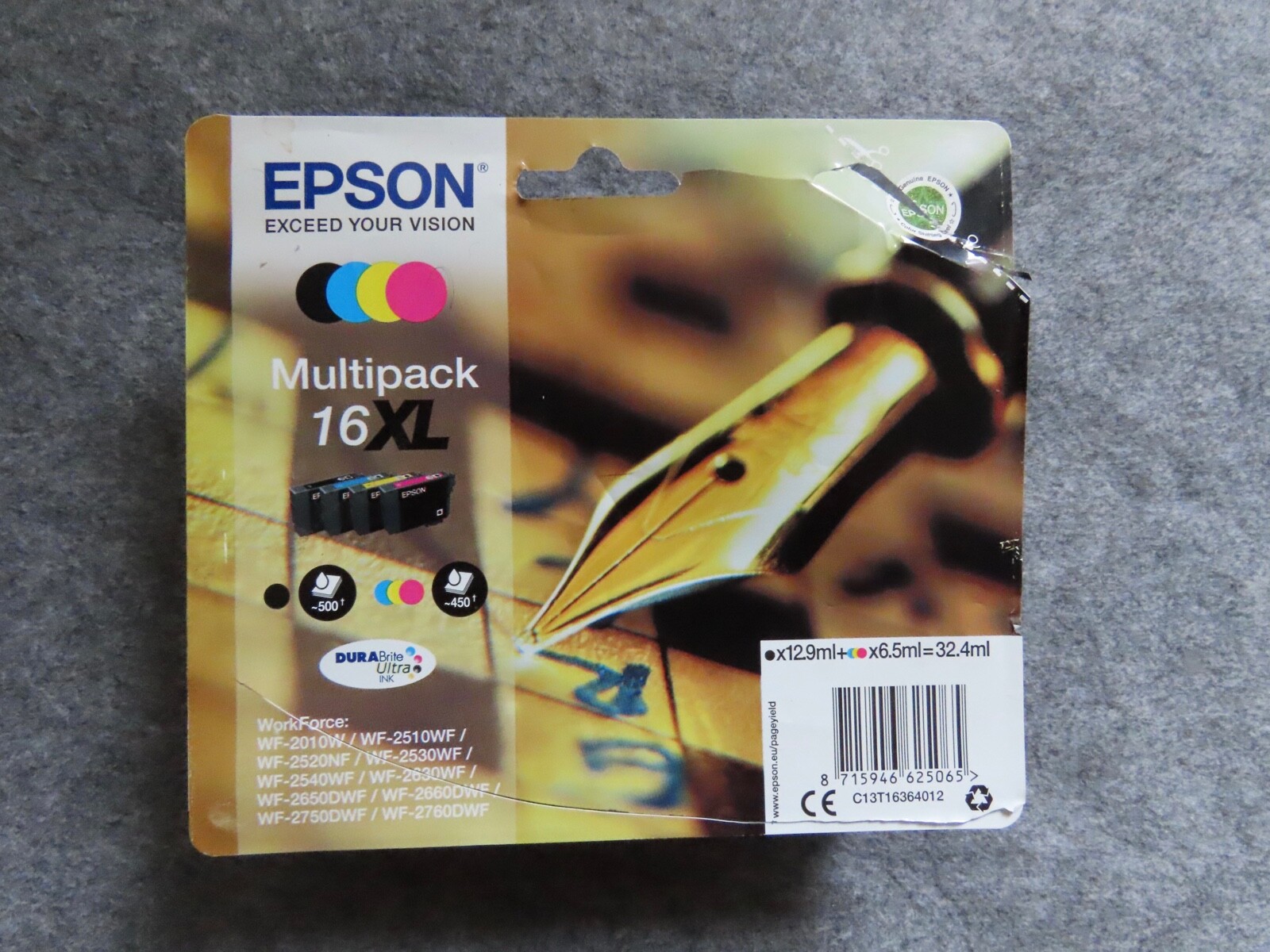 Genuine EPSON 16XL (Pen & Crossword) Printer Ink Cartridge Multipack