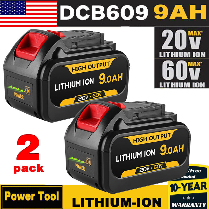 2PCS DEWALT DCB609 20V/60V MAX FLEXVOLT 9.0Ah Lithium-Ion Battery Kit