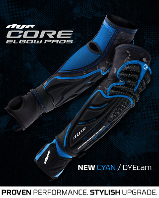 Dye Paintball Performance Elbow Pads - DyeCam Black / Cyan - Med