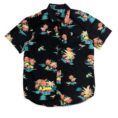 Y2K Billabong Black Hawaiian Aloha Shirt Surf Skate S