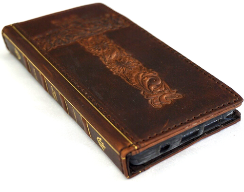 Genuine Leather Case For Iphone 15 14 13 12 11 Pro Max Wallet Book cross jesus - Picture 8 of 10