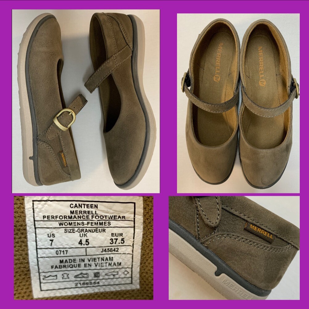 Merrell Canteen Brown Leather Mary Janes Shoes Womens… Gem