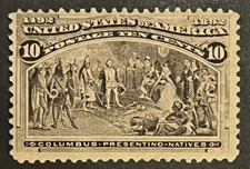 Travelstamps: 1893 US Stamps Scott #237 Presenting Natives 10 Cent Mint MNH OG