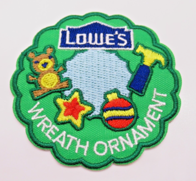 #ad #ad Lowe’s Build and Grow Wreath Ornament Patch Christmas Merit Badge Iron On $4.95