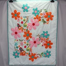 Cotton Tale Designs Kids Quilted Comforter Floral Applique 43 Inches X 32 Inches