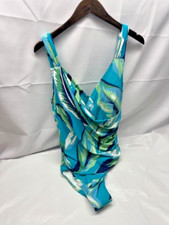Jantzen Surplice One Piece Swimsuit-Freshwater -Size 16- New w/tags