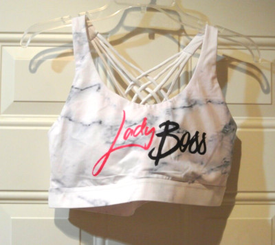 WOMENS XXL LADY BOSS WHITE SPORTS BRA