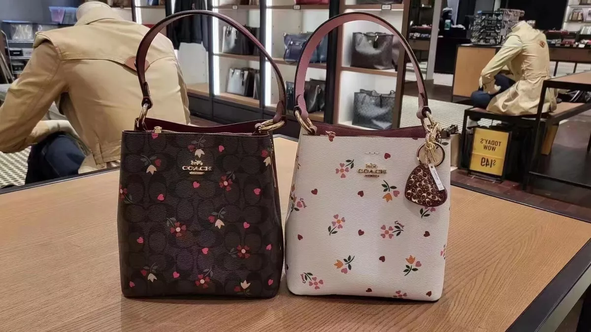 COACH Small Town Bucket Bag With Heart Floral Print