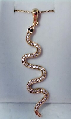 ROSE GOLD over STERLING SILVER Snake Serpent NECKLACE  display picture 1