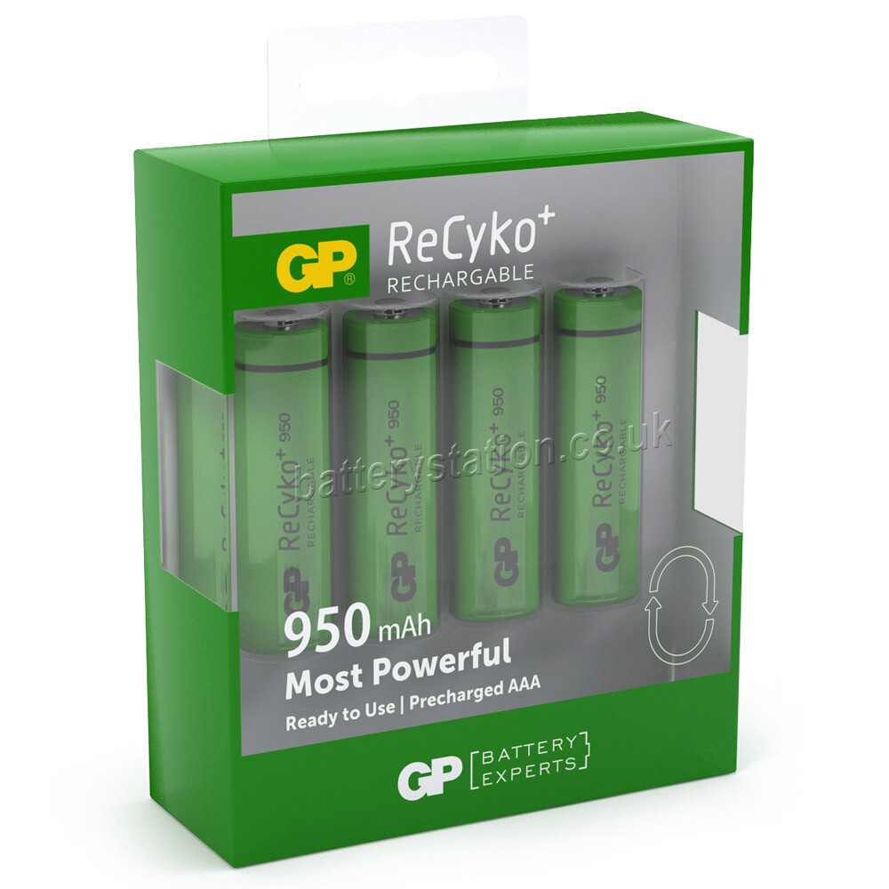 GP ReCyko+ AAA HR03 950mAh Rechargeable Batteries x 4 *High Capacity*