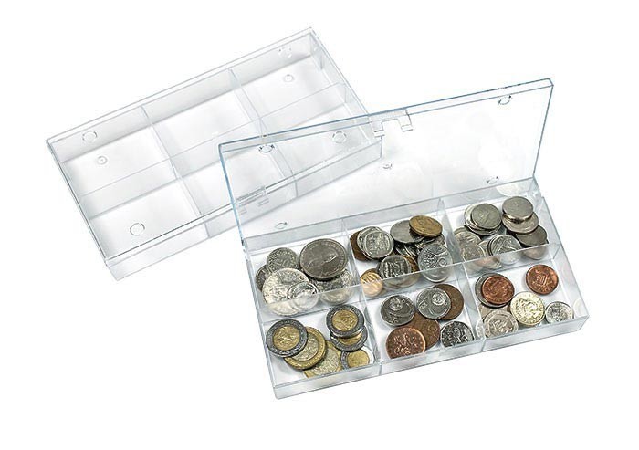 Lindner 4821p 10 Stück Sammelbox Transparent Mit 6 Fächern