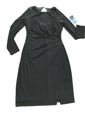 NEW NWT LAUREN Ralph Lauren black cocktail dress long sleeve stretchy 10 M MED