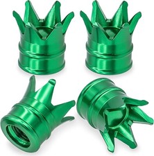 4pcs Crown Tire Valve Stem Caps Aluminum Cover Universal Fit Cars Trucks - Green 4pcs Crown Tire Valve Stem Caps Aluminum Cover Universal Fit Cars Trucks - Green