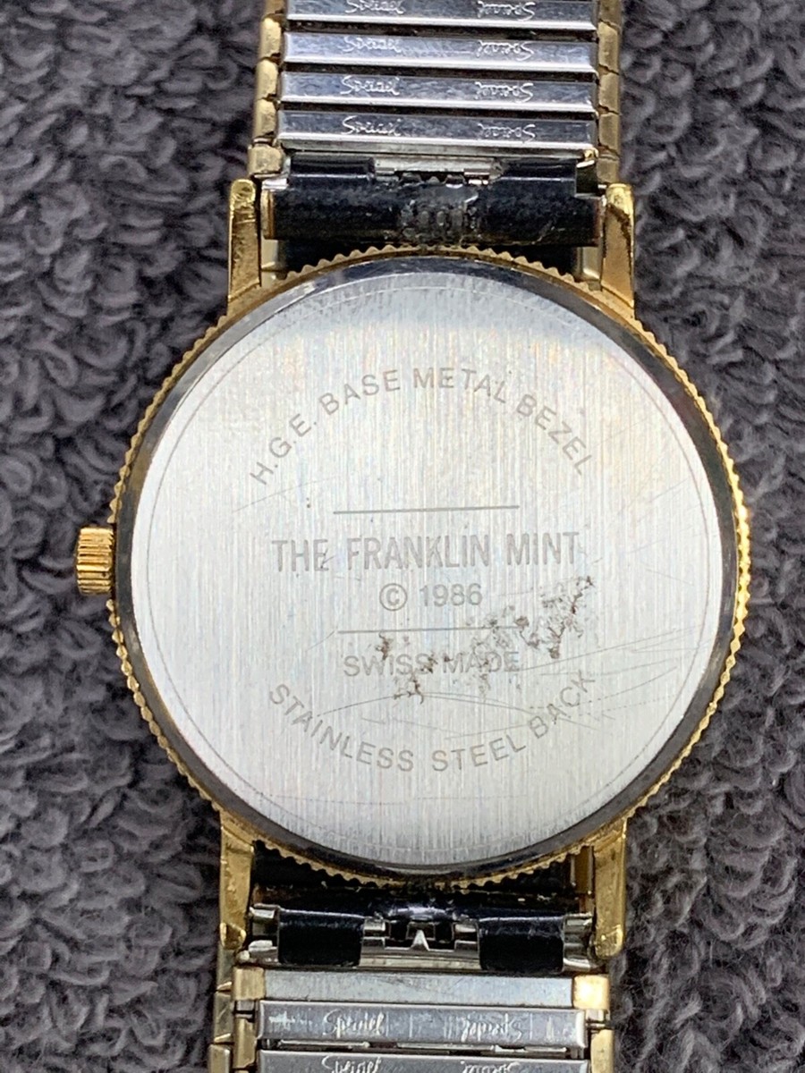 THE FRANKLIN MINT AMERICAN EAGLE DIAL SWISS WATCH 1986 - Needs