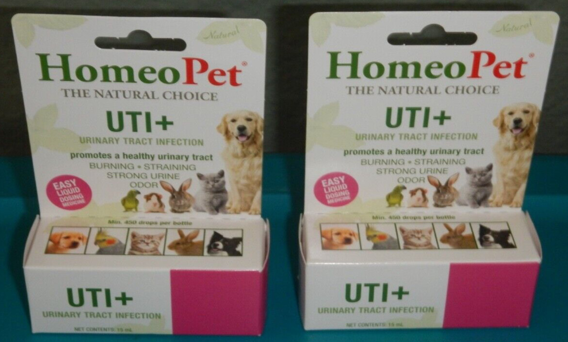 HomeoPet UTI+ 15 mL ~ LOT OF 2 ~ The natural choice for cats dog bird pet animal