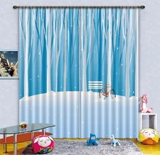 3D White Forest Bike ZHUA3135 Photo Curtain Window Blockout Fabric Amy 2023