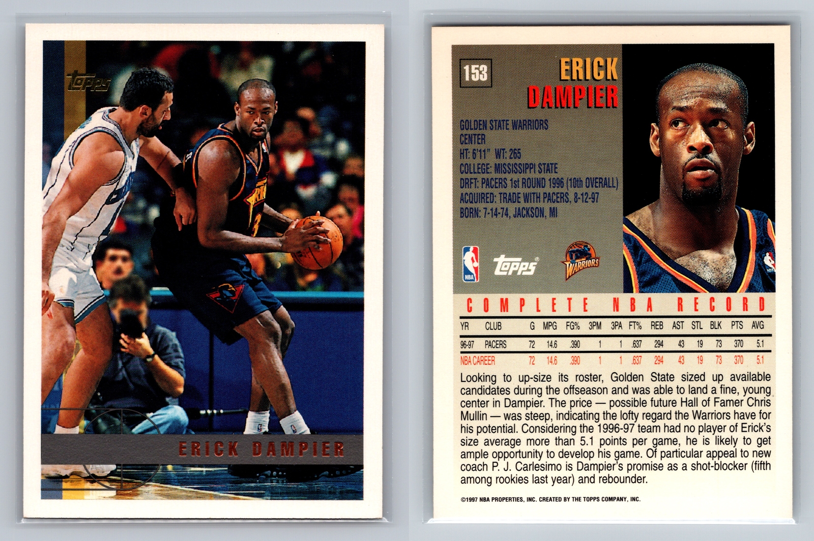 1997-98 Topps #153 Erick Dampier