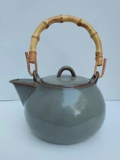 Crate & Barrel FORLIFE Masa Teapot Slate Green Bamboo Handle  
