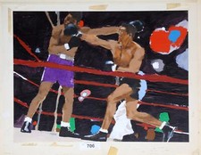 Unknown Artist, Max Schmeling vs Joe Louis, Acrylic on Paper, signed l.l.