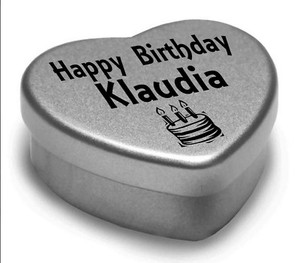 Details About Happy Birthday Klaudia Mini Heart Tin Gift Present For Klaudia With Chocolates - 