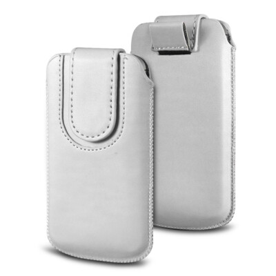 Magnetische PU Leder Zuglasche Klapphülle für verschiedene Handys - weiß (S)