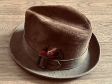 Vintage Knox Suede Fedora Mens Hat 7 1/8 very nice original condition