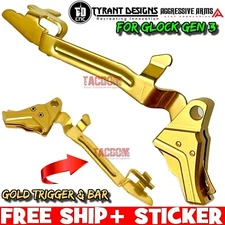 Tyrant Designs I.T.T.S GOLD Trigger + Gold Bar for GL0CK GEN 3 17 19 22 23 26