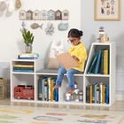 Wooden 6-Cubby Kids Storage Bookcase Shelves Organizer W/ Cushioned Reading Nook