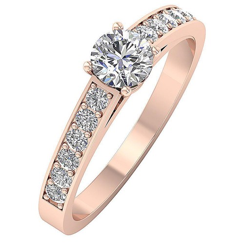 Solitaire Engagement Ring Lab Grown VS1 F 1.10 Ct Round Diamond 14K Yellow Gold - Picture 3 of 8
