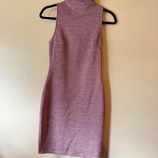 Y2K Party Glam Bachelorette Club Windsor Rose Gold Shimmer Mock Mini Dress L