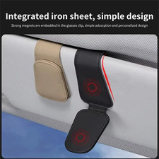Universal Car Sun Visor Glasses Holder Clip Leather Magnetic Eyeglass Hanger