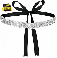 Bridal Rhinestone Belt for Women - Sparkling Crystal Wedding Sash, Adjustable Wa