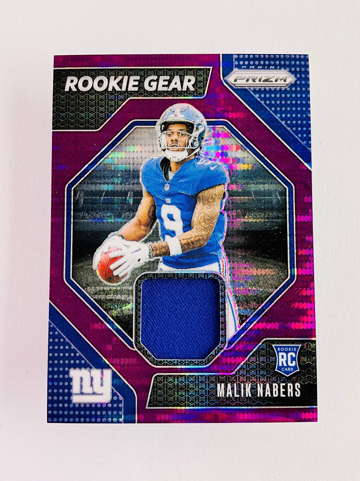 MALIK NABERS 2024 PANINI PRIZM ROOKIE GEAR PATCH PURPLE PULSAR RC #RG-MNS