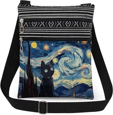 Starry Cat Adjustable Strap Crossbody Bag Cat Lover Purse