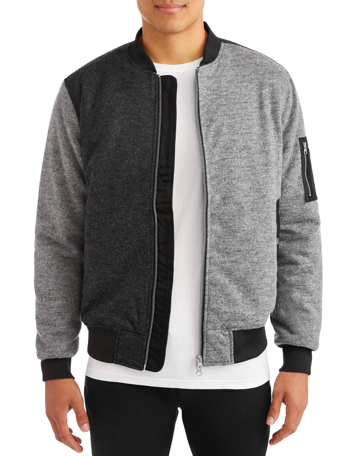 Фланелевая куртка-бомбер WESC Mens Blocked Bomber большого размера 5 разноцветно-меланжевого серого цвета 14890₽