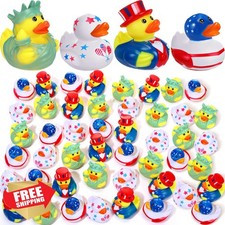 Jerify 120 Patriotic Rubber Ducks 2" Float Star Ducky 4th July Bath Gift