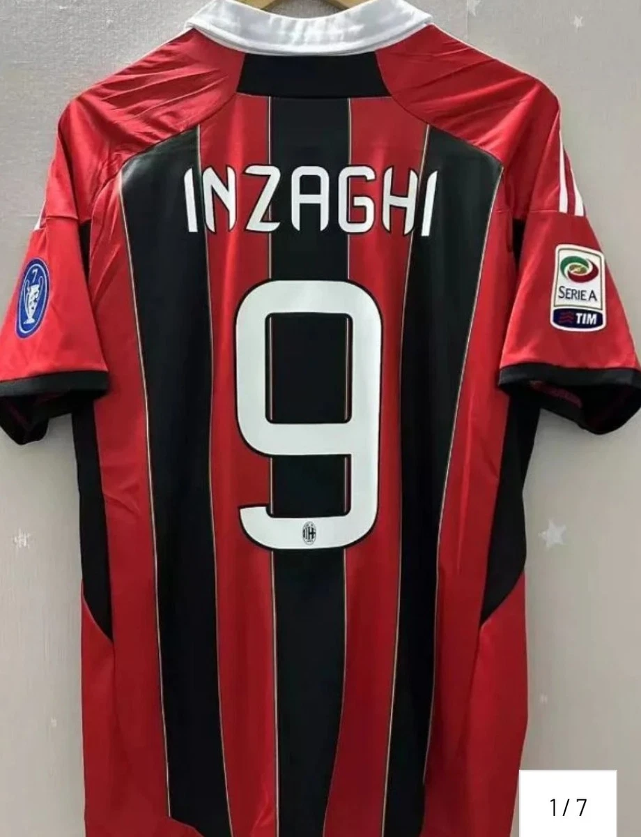 Maillot moderne du AC Milan signé par Filippo Inzaghi et encadré AC