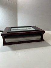 Wood Photo Storage Box w/ Glass Frame Lid   Holds 200 4x6 Photos   Made in China