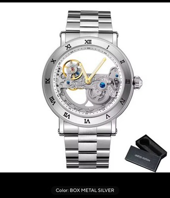 Luxury Skeleton Mechanical Watch Men s Golden Bridge Auto Luminous Leather 