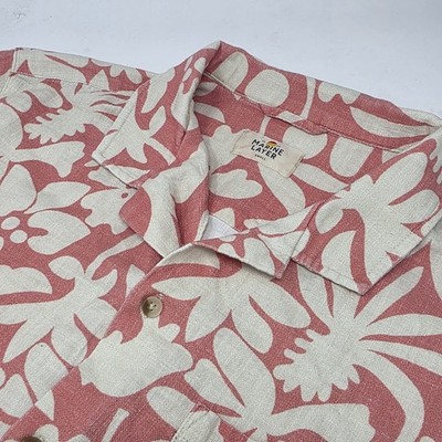 Marine Layer Selvage Printed Short-Sleeve Resort Shirt Coral/Natural Small S