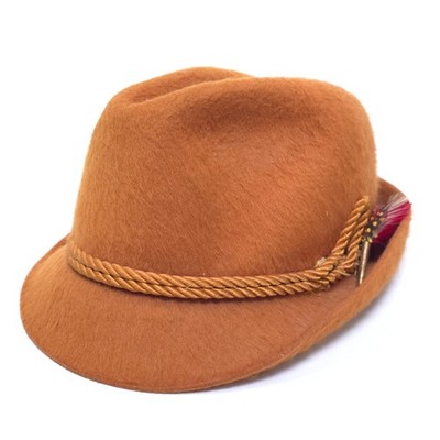 Vintage Webster Quality Felt Tyrolean Alpine Fedora Feather Wool 2+ Ship FREE