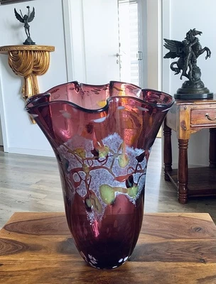 Glasvase Vase Blumenvase Kunstvase Tischvase Glaskunst Murano Stil Deko Blumen - Bild 1 von 4