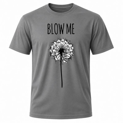Funny 'Blow Me' Dandelion Men's Charcoal Graphic T-Shirt