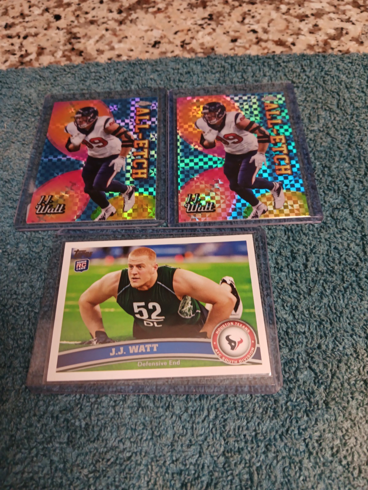JJ WATT 2011 TOPPS ROOKIE AND TWO 2024 TOPPS CHROME X REFACTOR