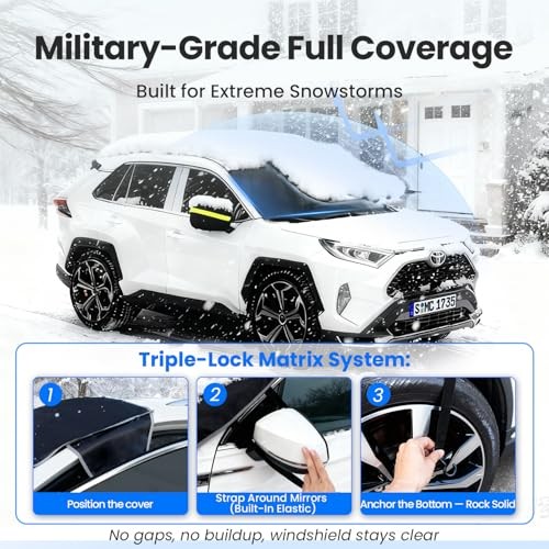  Snow Cover for car Windshield,[Heavy Winter Protection] Anti L-Large SUVs
