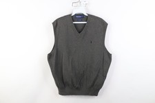 Vintage 90s Y2K Polo Golf Ralph Lauren Mens Large Ribbed Knit Sweater Vest Gray