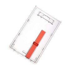 2 Pack Hard Plastic Vertical ID Badge Card Holder with Red Extractor